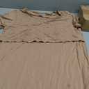 WiWi Soft Viscose from Bamboo Maternity Nursing Nightgown Labor Gown Short Sleeve Breastfeeding Light Dress, Khaki, Small
