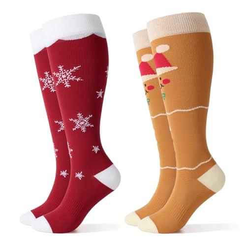 Momcozy Compression Socks for Women Wide Calf, 15-20mmHg Knee High Support Socks for Pregnancy, Nurses, Travel, Flying Size XL