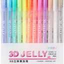 3D Jelly Pen Set, 6 Colors/12 Colors 3D Glossy Jelly Pens, Assorted Colors Gel Ink Pens for DIY Painting Drawing Coloring, Suitable on Glass, Plastic