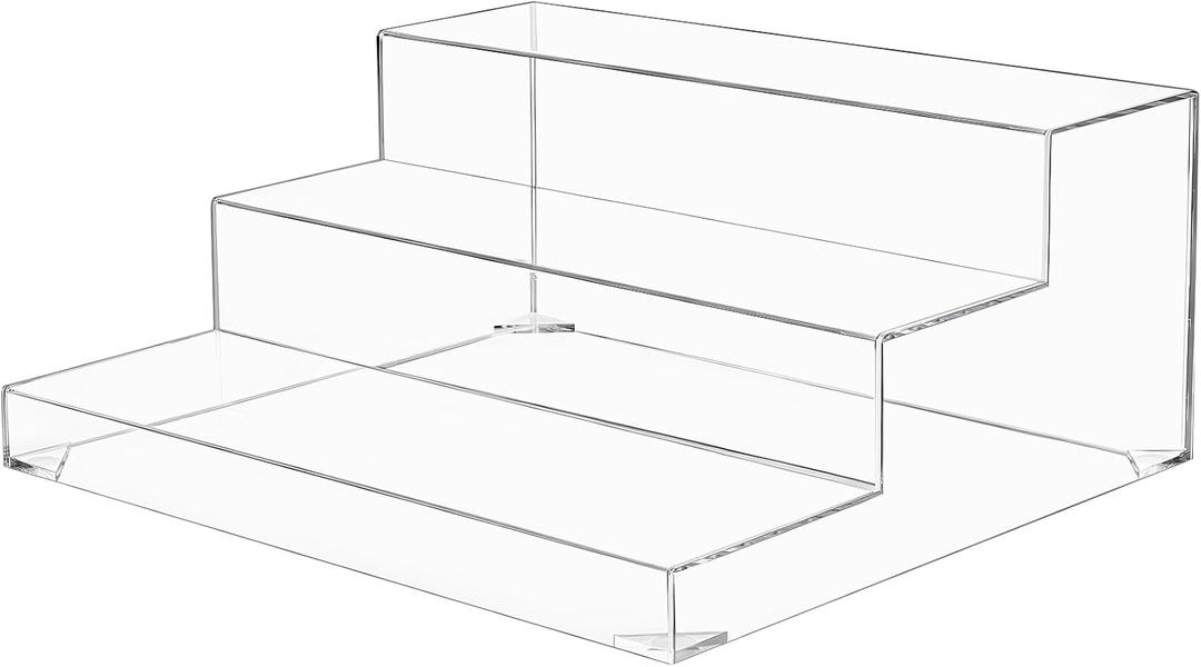 3 Tiers Assembled Bar Bottle Rack Display, Clear Acrylic 3-Tiers Stand Display for Home Mini Bars,Restaurants,Party Use 15x12x6 inches