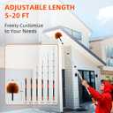 26 FT Reach Cobweb Duster with 5-20FT Telescoping Pole, Dual Action Flip-Lock & Screw Fixing Design, Washable Reusable Duster for High Ceilings, Fans & Home Cleaning