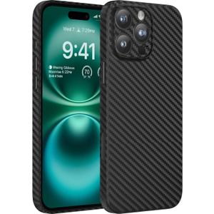memumi Thin Case for iPhone 16 Pro Max Carbon Fiber Pattern 0.3mm Matte Back Cover for iPhone 16 Pro Max Ultra Thin Case with Mnimalist Design and Scratch Resistant Black