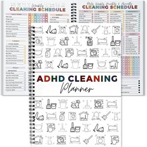 ADHD Cleaning Planner, Reusable adhd Cleaning Schedule & Checklist Organizer, Daily Weekly Monthly Household Management System for Home Chore Tracking & Stress-Free Organization