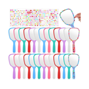 Wonderjune 24 Pcs Handheld Mirror DIY Decorate Your Own Mermaid Princess Mirror for Princess Birthday Party Favors Crafts Mermaid Game Decorations Supplies