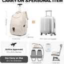 Boavan Rolling Backpack for Women, 17.3 Inch Wheeled Laptop Backpack, Large Travel Carry-On Bag for Teachers College Students, USB Charging Port Waterproof Business for Airplane Overnight Luggage, Beige
