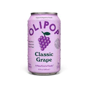OLIPOP - Classic Grape Sparkling Tonic, Healthy Soda, Prebiotic Soft Drink, Aids Digestive Health & Immune Health, High in Plant Fiber, Caffeine Free, Low Calorie, Low Sugar 12 oz (EXP 07/22/26)
