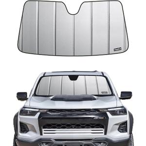 Windshield Sunshade for Chevy/GMC Colorado/Canyon 2023-2026, Premium Grey Leather Finish (Gray-Safeguard)