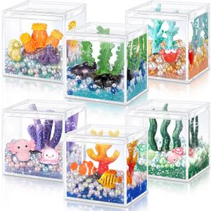 Foilswirl 6 Set Under The Sea DIY Tank Under The Sea Party Favors Charms Ocean Fishing Shark Goodie Bags Turtle Party Favors Summer Crafts