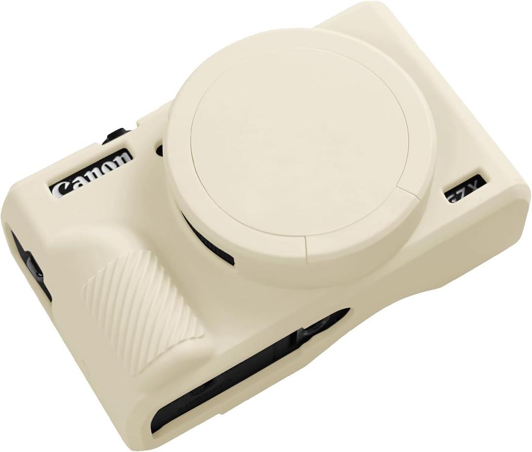 G7X Mark III Case, Protective Case for Canon Powershot G7X Mark III Digital Camera, Removable Lens Cover Silicone Sleeve Soft Camera Cover Rubber Protective Body Skin- Beige