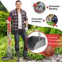 Pooper Scooper, Long Handle Dog Pooper Scooper, Heavy Duty Stainless Steel Rake with Tray & Spade Set for Pet Waste Removal, for Grass, Dirt or Gravel (Red)