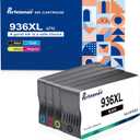 936XL Ink Cartridges Replacement for HP 936e 936XL Ink Cartridges Combo Pack Compatible with HP OfficeJet Pro 9110b 9120b 9130b OfficeJet Pro Wide Format 9720 9730 Printer (Black Cyan Magenta Yellow)