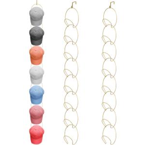 Yerliker 16 Pieces Hat Rack Wig Holder Over The Door Baseball Hat Holder Wall Mounted Hanging Wig Organizer for Closet Display Storage Rack with 2 Hooks for Tie Scarf(Gold)