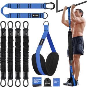 Pull Up Assistance Bands 260lbs, Heavy Pull Up Bands Resistance Bands for Pull Ups Working Out with Feet Rest, Pull Up Bar Bands Assistance Bands Strength Training Workout Equipment, Height Adjustable (Blue)