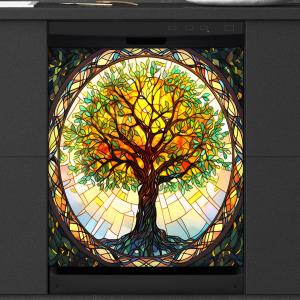 Dishwasher Magnet Cover Tree of Life Glowing Front Dishwasher Cover Decorative Refrigerator Reuseable Home Cabinet Appliances Stickers Decor 23 x 26 inch