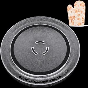 12" Turntable Plate Replacement for Whirlpool Kenmore Maytag Amana Estate Microwaves, 4393799 Glass Cooking Tray with Three Partial Circles Center