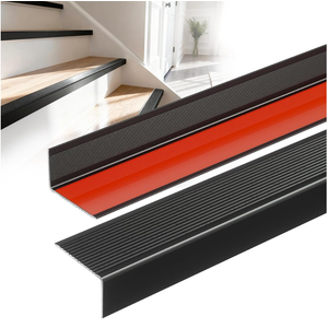 Raytano 2Pack 48" L Heavy-Duty Metal Stair Nosing,1.2" x 2"W Self-Adhesive Non-Slip Aluminum Stair Edge Protector for Indoor and Outdoor Steps L- Molding (48in x 1.2 in x 2 in,Black)
