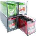 4-Pack Tea Bag Drawers Organizer - 4 Clear Plastic Drawer Tea Bag Holder; Stackable & Portable; Wider Size; Well-Organized Storage for Tea Bags & Kitchen Essentials