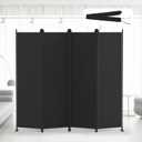 Kokorona 4 Panel Room Divider, 6FT Tall Folding Privacy Screen Wall Dividers, Portable Privacy Screen Freestanding Room Divider for Room Separation, Included - Cover Strips, Black, 88''W x 71''H