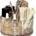 MINDFARGE Multifunction Cosmetic Organizer, Rotating Makeup Brush Holder with Multi-Compartment Design, Countertop Organizer for Vanity, Bathroom Counter, Pantry, Cabinet (Transparent Ripple)