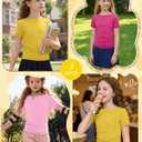 3 Pack Girls Boat Neck Tops | Short Sleeve, Slim Fit, Side Ruched, Casual, Summer, Cute, Basic, Kids, School, Play, for Girls