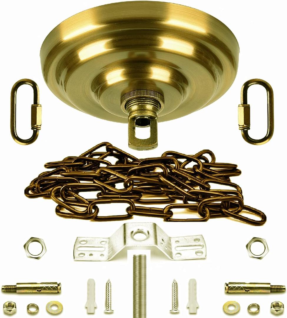 Heavy Duty Canopy Kit and 3.2 feet Pendant Light Fixture Chain for Chandelier or Swag Light Fixtures,Vintage Gold Copper