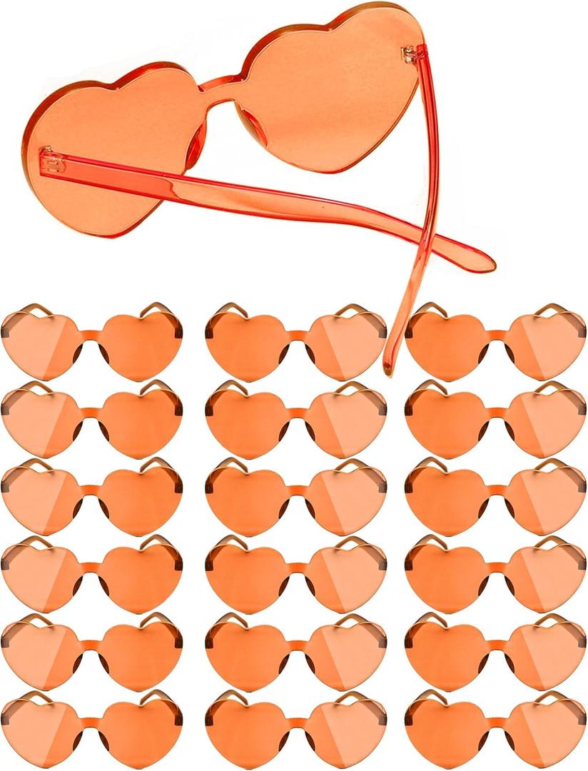 18 Pairs Heart Sunglasses Rimless Heart Shaped Glasses Bulk Pack for Women Colored Party Birthday
