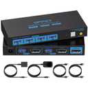 8K@60Hz Displayport Kvm Switch 1 Monitors 2 Computers USB 3.0 DP1.4 Kvm Switches Display Port for Two Computers Share Single Screen Mouse Keyboard and 2 Additional Peripherals (Deep Blue)