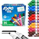 EXPO Chisel Tip Dry Erase Markers Low-Odor Assorted Colors Pack of 36 - Ideal for Classrooms, Offices, and Homes