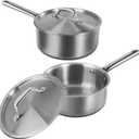 Rokasala Saucepan Set with Lids,3-Ply Stainless Steel Cookware 1.5QT,3QT and 5QT,Professional Grade Cookware,Induction Compatible
