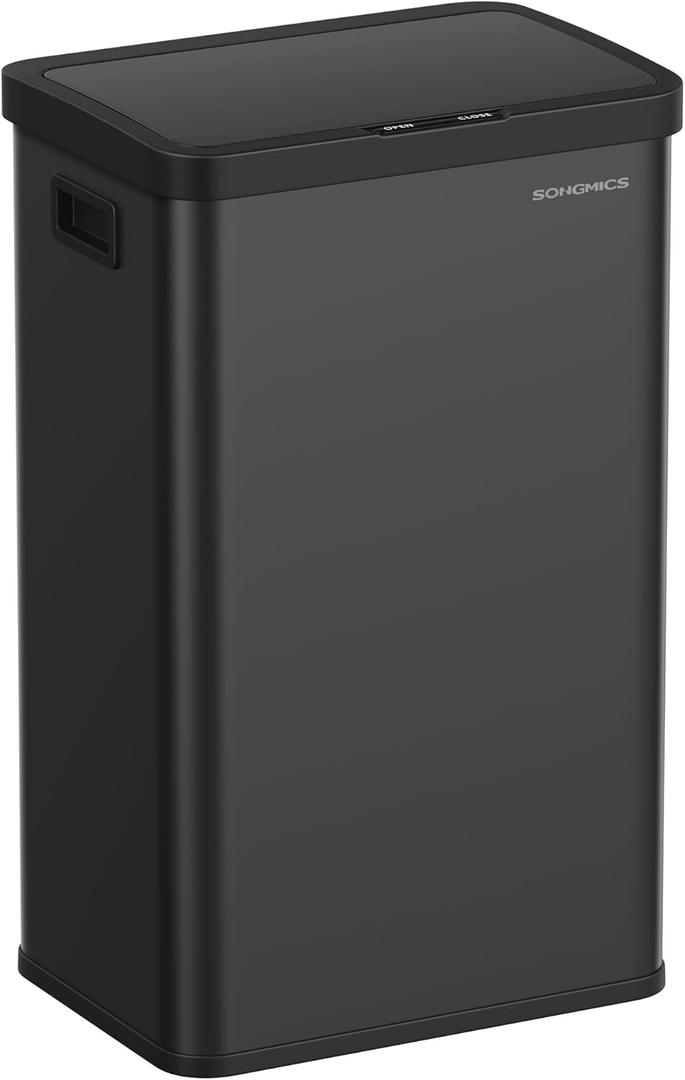 SONGMICS Motion Sensor Trash Can, 18-Gallon (68L) Automatic Kitchen Garbage Can with Stay-Open Lid, Soft Close, Stainless Steel, 15 Trash Bags Included, Ink Black ULTB630B68