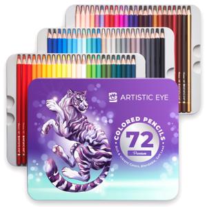 ARTISTIC EYE Premium Colored Pencils | Set of 72, Quality 3.8mm Soft Core Leads, Rich & Vibrant Colors, Blendable, Perfect for Beginner & Advanced Artists