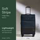 ANTLER - Soft Stripe Medium Luggage - 27" Softside Suitcase, Adjustable Handle, 4 Spinner Wheels, Lightweight, Expandable, TSA Lock - Recycled Polyester Luggage - 71cm, Indigo Blue