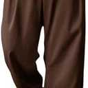 OYOANGLE Men's Pleated High Waist Wide Leg Pants Loose Fit Casual Pants with Pocket, Medium