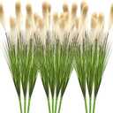 Geosar 10 Pack Artificial Plants Outdoor 33 Inch Artificial Grass Fake Grass Tall Onion Grassing Greenery Faux Greenery Stem Green Shrub Plastic Small Bushes for Room Gardening Indoor(Off-White)