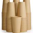 LITOPAK 100 Pack 16 oz Kraft Paper Coffee Cups for Water, Juice, and Tea, Disposable Hot Coffee Cups for Home, Restaurant, Store, and Cafe