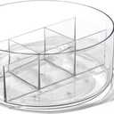 BINO Plastic Round Turntable Organizer with 5 Compartments - Clear | Spinning Divided Turntable Container | Rotating Organizer Storage for Bottle Condiments Fridge Kitchen Counter Pantry Bathroom
