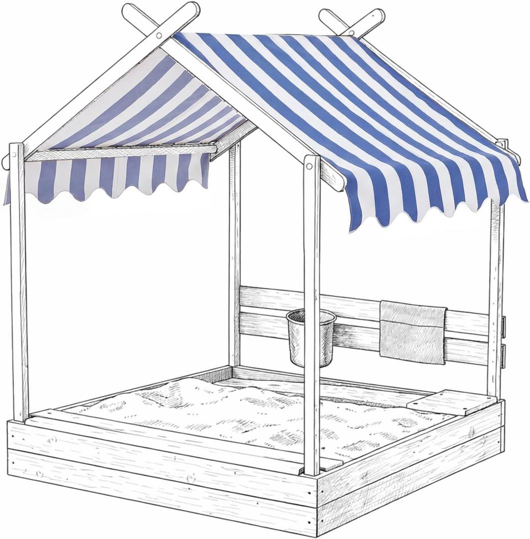 SATINIOR 47 x 40 Sandbox Replacement Canopy Blue and White Top Cover for Sandbox with Canopy UV Resistant Waterproof Oxford Fabric Roof Cover for Outdoor Shade Shelter