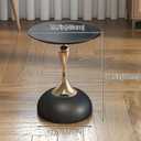 Metal Round End Table,Modern Pedestal Table,Corner Drink Tables,Accent Side Table Nightstand for Living Room,Patio and bar (Black-Gold)