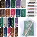 Yeaqee 200 Pcs Christian Gifts Set Include 50 Bible Verses Bookmarks Book Markers 50 Ballpoint Pens 50 Bible Notebooks 50 Organza Bags Colorful CNA Week Gifts Bulk for Church Women