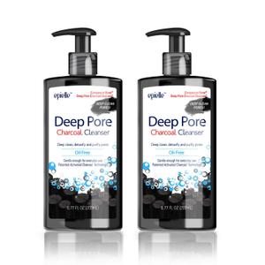 Epielle Deep Pore Charcoal Cleanser | Detoxify and Purify Skin of Dirt and Oil | Oil-Free Cleanser | Energizes Skin with Activated Charcoal | 100% Vegan and Cruelty Free Formula | 6.77 Fl Oz | 2-Pack