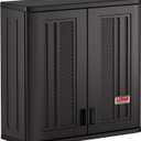 Suncast Commercial 4 Cubic Ft. Heavy-Duty Resin Wall Cabinet with Adjustable Metal-Reinforced Shelf, and Lockable Handles for Indoor and Outdoor Storage, Black, Made in the USA