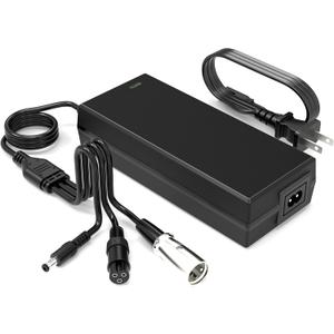 54.6V 2A Electric Ebike Charger,3 Plugs for 48V Battery Charger DC5.5 * 2.5 and 3-pin and 12mm 3-Prong Replacement Charger,Ebike Scooter F1,F2,F