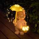 RM ROOMERS Cat Garden Decor with Lights Outdoor Solar Cat Statue Decor for Yard Porchm Lover Gifts for Women Lights Gardening Housewarming Retirement Lawn Ornaments (Brown and Yellow)