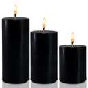 Black Pillar Candles Set of 3 - Dripless Unscented - 3x4, 3x6 & 3x8 inches Decorative Candles for Home Decor & Table Centerpieces