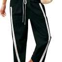 Track Pants Women Baggy Wide Leg Barrel Pants Casual Drawstring Elastic Workout Y2K Contrast Color Pant L
