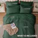 Queen Comforter Set Emerald Green - Bed in a Bag Queen Size 7 Pieces, Soft Bedding Set for All Seasons, Christmas Premium Queen Comforter Set with Comforter, Sheets, Pillowcases & Shams