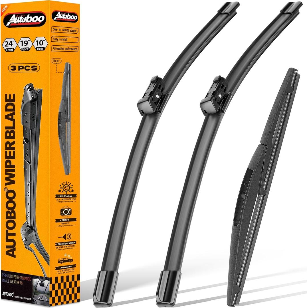 AUTOBOO 24"+19" Windshield Wipers Blades Replacement for Honda CRV CR-V 2023 2024 2025 with 10 Inch Rear Wiper Blade -Original Factory Quality (Pack of 3)