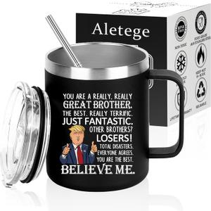 Gifts for Brother, Funny Great Brother Stainless Steel Insulated Coffee Mug, Birthday Christmas Gifts for Brothers from Sister, 12 OZ, Black