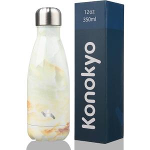 Insulated Water Bottles,12 oz Double Wall Stainless Steel Vacumm Metal Flask for Sports Travel,Marble Jade