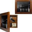 Hidden Gun Storage Concealment Gun Safes for Pistols, Secret Decor Solid Wooden Handgun Picture Frames Box (Walnut Color)  11"D x 9"W x 2"H